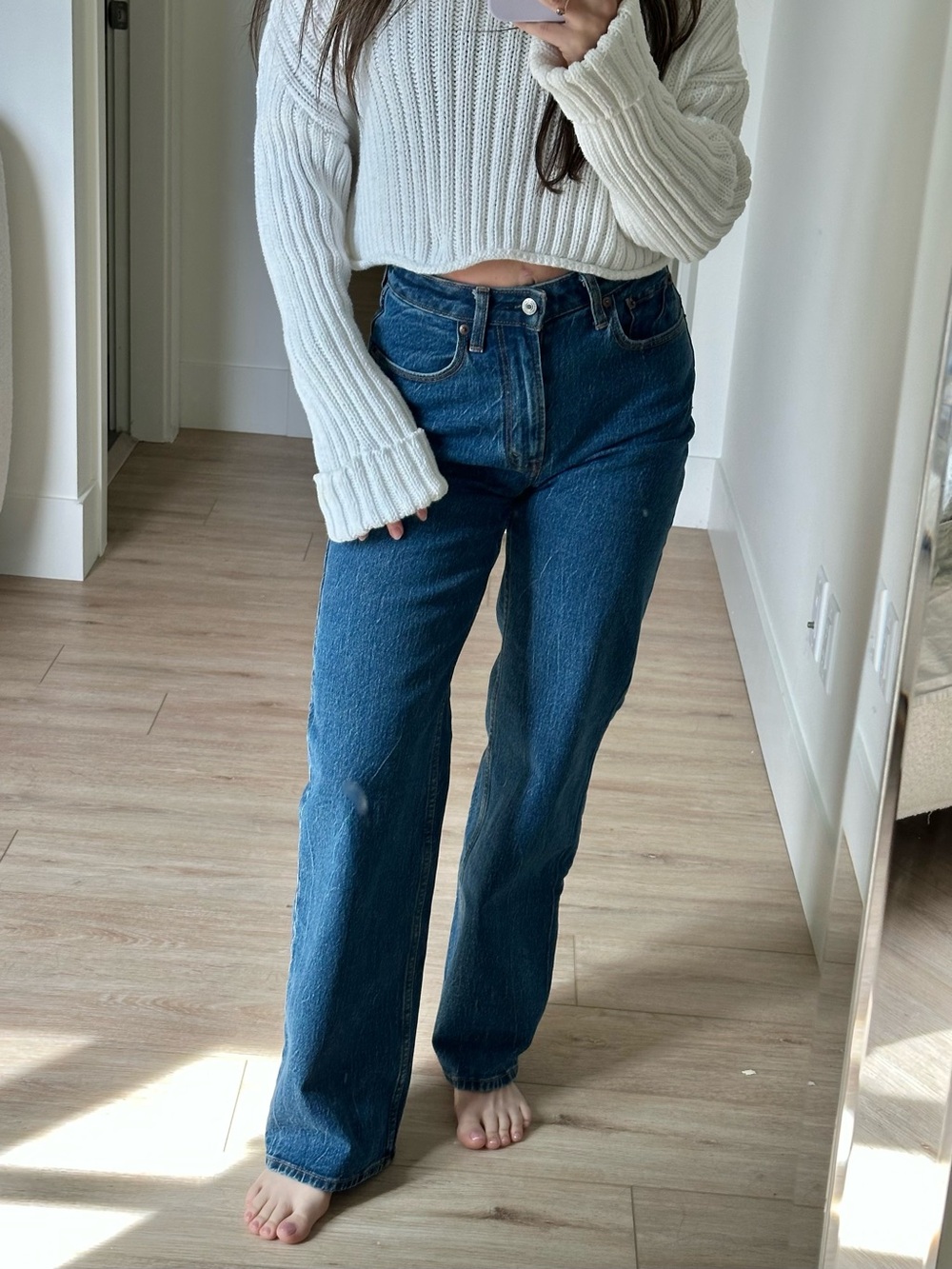Abercrombie Curve Love 90s Relaxed Jeans 25 Short | High Rise Dark Wash Wide Leg